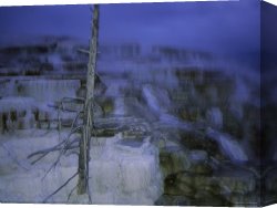 Woman at a Hot Spring Hotel Canvas Prints - Twilight Winter View of Mammoth Hot Springs by Raymond Gehman