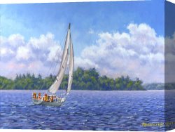 Transportation Canvas Prints - Sailing the Reach by Richard De Wolfe