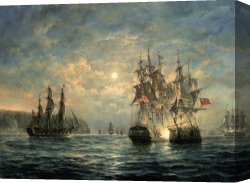 Richard Coeur De Lion on His Way to Jerusalem Canvas Prints - Engagement Between the 'Bonhomme Richard' and the ' Serapis' off Flamborough Head by Richard Willis