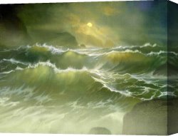 African Keeping a Horse at The Side of a Sea Canvas Paintings - Emerald Sea by Robert Foster