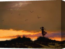 African Keeping a Horse at The Side of a Sea Canvas Paintings - Sea View by Robert Foster