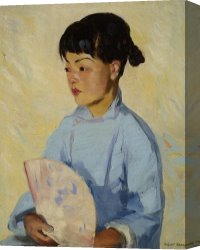 The Feathered Fan Canvas Prints - Chinese Girl with Fan by Robert Henri
