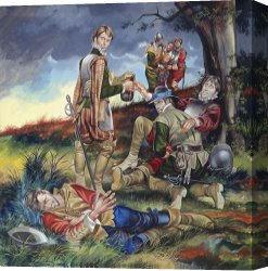The Battle of Bannockburn Canvas Prints - Sir Philip Sidney at The Battle of Zutphen by Ron Embleton