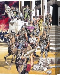 When The West with Evening Glows Canvas Prints - The Fall of the Roman Empire in the West by Ron Embleton