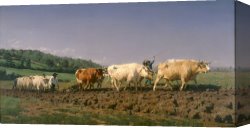 Rosa Bonheur Canvas Prints - Ploughing in Nevers by Rosa Bonheur