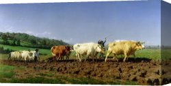 Rosa Bonheur Canvas Prints - Ploughing in Nivernais by Rosa Bonheur