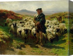 Rosa Bonheur Canvas Prints - The Highland Shepherd by Rosa Bonheur