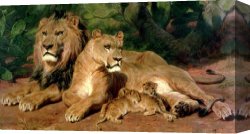 Rosa Bonheur Canvas Prints - The Lions at Home by Rosa Bonheur