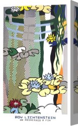 Cubist Lilies Canvas Prints - Water Lilies with Japanese Bridge by Roy Lichtenstein