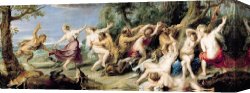 Hylas And The Nymphs Canvas Prints - Diana and her Nymphs Surprised by Fauns by Rubens
