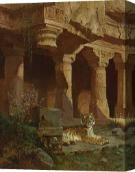 Ernst Canvas Paintings - Tiger at Rest by Rudolf Ernst