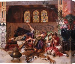 Ernst Canvas Paintings - In The Harem by Rudolphe Ernst