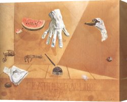 The Feathered Fan Canvas Prints - Feather Equilibrium Interatomic Balance of a Swans Feather by Salvador Dali