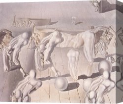 Sleeping Woman Canvas Prints - Invisible Sleeping Woman Horse Lion by Salvador Dali