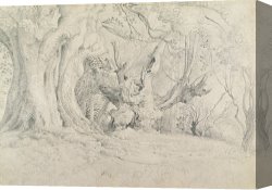 Ancient Canvas Paintings - Ancient Trees Lullingstone Park by Samuel Palmer