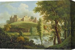 Scott Canvas Prints - Ludlow Castle with Dinham Weir by Samuel Scott