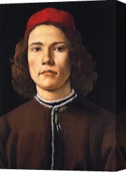 Portrait of a Young Man (selfportrait) Canvas Paintings - Portrait of a Young Man by Sandro Botticelli