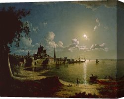 Berlin Street Scene Canvas Prints - Moonlight Scene by Sebastian Pether