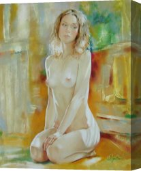 Home Canvas Paintings - Alone at home by Sergey Ignatenko