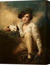 Boy Canvas Paintings - Boy and Rabbit by Sir Henry Raeburn