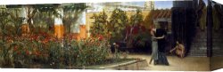 Sir Lawrence Alma-tadema Canvas Paintings -  Corner of a Roman Garden by Sir Lawrence Alma-Tadema