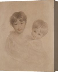 Boy Canvas Paintings - Portrait Sketch of Two Boys Possibly George 3rd Marquees Townshend And His Younger Brother Charles by Sir Thomas Lawrence