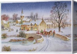 Eve Canvas Paintings - Christmas Eve In The Village by Stanley Cooke