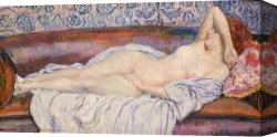 Unclothed Canvas Prints - Reclining Nude by Theo van Rysselberghe