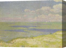 Night View of a Barge And It's Tug on The Kanawha River Canvas Prints - View of the River Scheldt by Theo van Rysselberghe