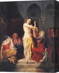 Bath Canvas Prints - Moorish Woman Leaving The Bath in The Seraglio by Theodore Chasseriau