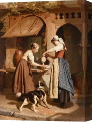 Headdress Canvas Prints - At the Dairy by Theodore Gerard