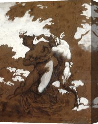 Hylas And The Nymphs Canvas Prints - Satyr And Nymph by Theodore Gericault