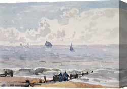 Seascapes Canvas Paintings - Seascape from the Beach by Thomas Churchyard