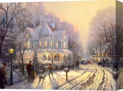 Thomas Wolfe (1900-1938) Canvas Prints - A Holiday Gathering by Thomas Kinkade