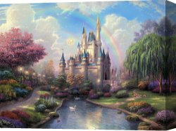 A Day in Paradise Canvas Prints - A New Day at The Cinderella Castle by Thomas Kinkade