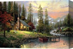 Thomas Wolfe (1900-1938) Canvas Prints - A Peaceful Retreat by Thomas Kinkade