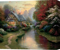 Thomas Wolfe (1900-1938) Canvas Prints - A Quiet Evening by Thomas Kinkade