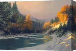 Thomas Wolfe (1900-1938) Canvas Prints - Autumn Snow by Thomas Kinkade