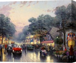 Street Canvas Prints - Carmel, Dolores Street And The Tuck Box Tea Room by Thomas Kinkade
