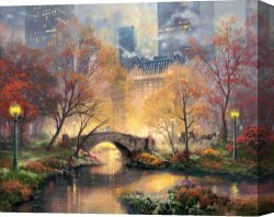 Thomas Wolfe (1900-1938) Canvas Prints - Central Park in The Fall by Thomas Kinkade