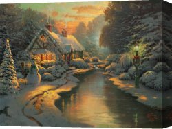 Thomas Wolfe (1900-1938) Canvas Prints - Christmas Evening by Thomas Kinkade