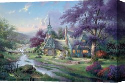Clocktower Cottage Canvas Paintings - Clocktower Cottage by Thomas Kinkade
