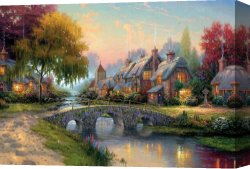 Thomas Wolfe (1900-1938) Canvas Prints - Cobblestone Bridge by Thomas Kinkade