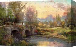 The Evening Canvas Prints - Cobblestone Evening by Thomas Kinkade