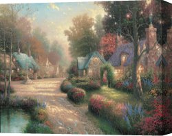Boar Lane Canvas Paintings - Cobblestone Lane I by Thomas Kinkade