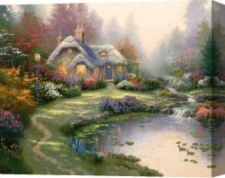 Clocktower Cottage Canvas Paintings - Everett's Cottage by Thomas Kinkade