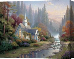 Thomas Wolfe (1900-1938) Canvas Prints - Forest Chapel by Thomas Kinkade