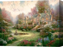 The Brandenburg Gate Berlin Canvas Paintings - Gardens Beyond Spring Gate by Thomas Kinkade