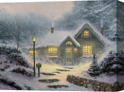 The Evening Canvas Prints - Home for The Evening by Thomas Kinkade