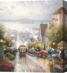 Street Canvas Prints - Hyde Street And The Bay, San Francisco by Thomas Kinkade